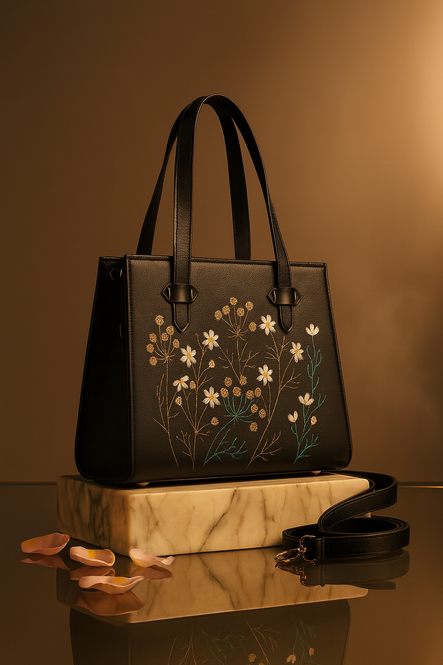 Whispering Leaves Embroidered Canvas Tote Bag for Women