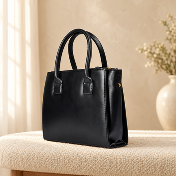 Triple-Zip Tote Bag for Women — Structured Everyday Handbag in cozy cream setting