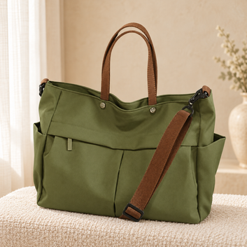 Premium Nylon Tote Bag for Women — Lightweight Everyday Handbag in cozy cream setting