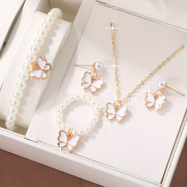 Elegant 5pcs Butterfly Pendant Jewelry Set