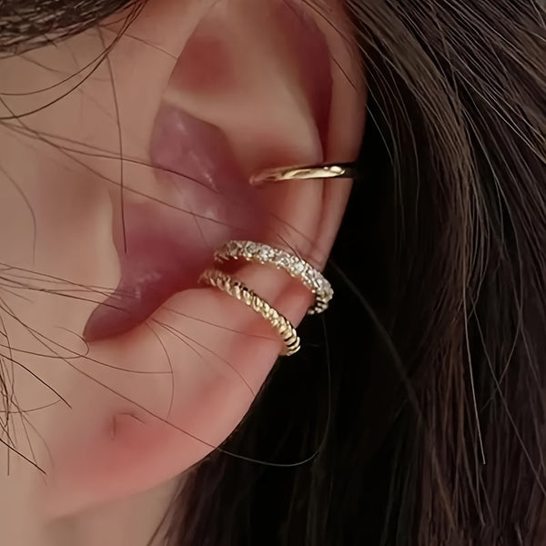 3pcs Sparkling Rhinestone Ear Cuffs