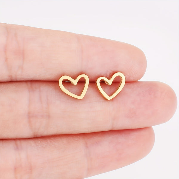 Stainless Steel Heart Stud Earrings