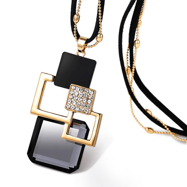 Golden-Tone Geometric Square Pendant