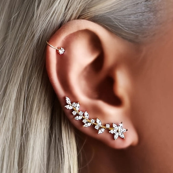 Crystal Leaf Earrings