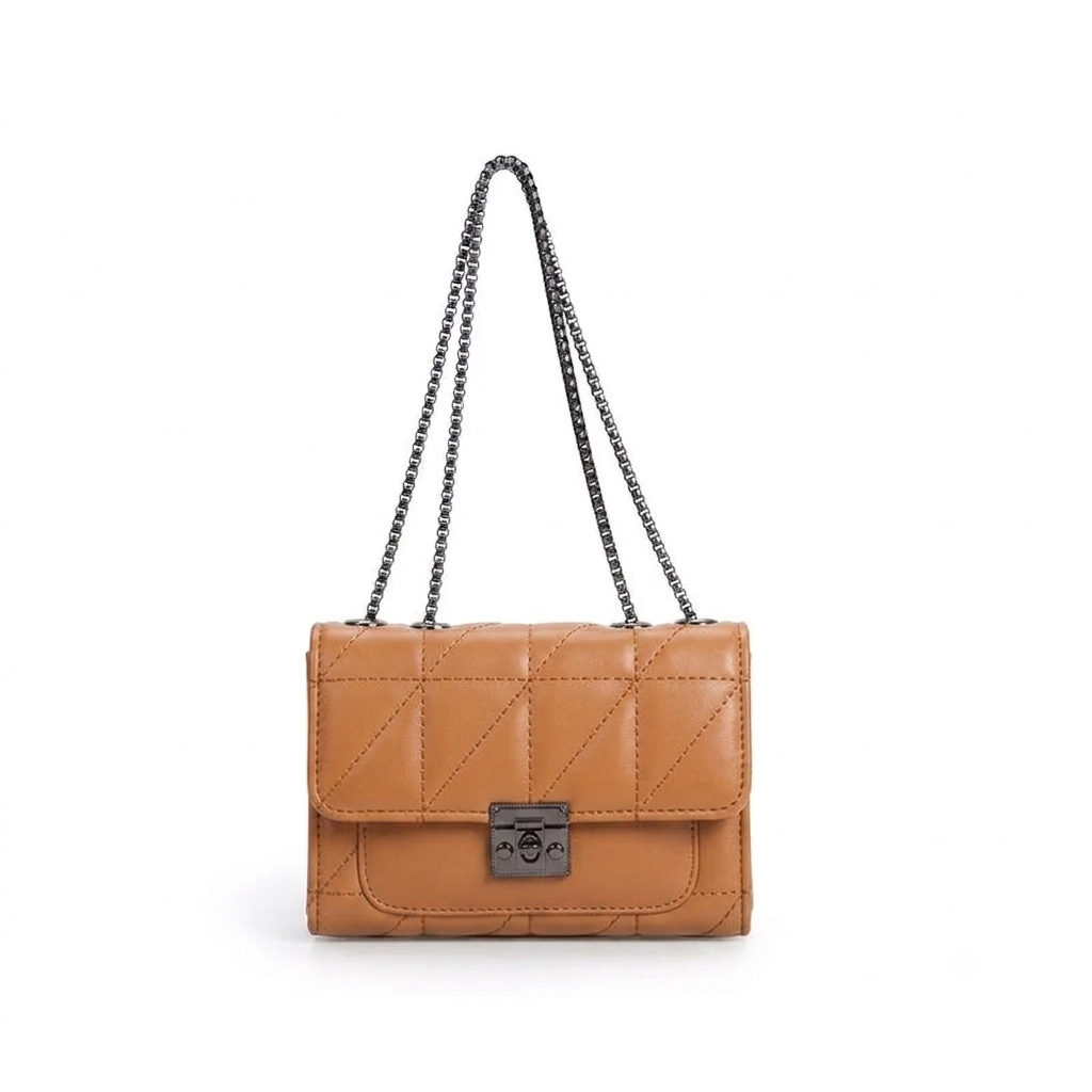 Luxe Quilted Handbag for Women | Chain Strap Shoulder Bag | Quill Tan original product photo