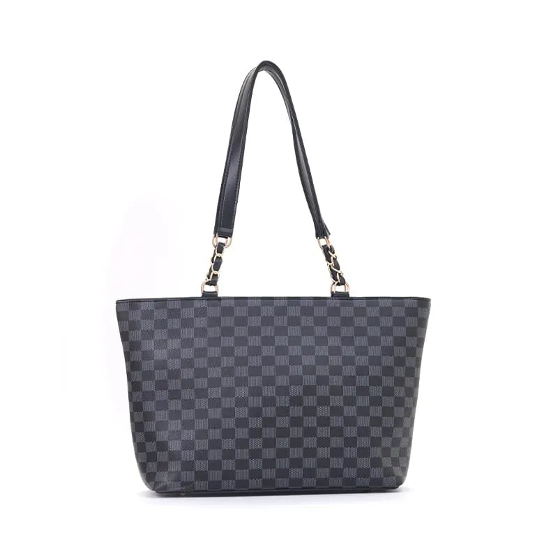 Chess Tote Bag for Women | Checkered Canvas Handbag | Quill Black original product photo