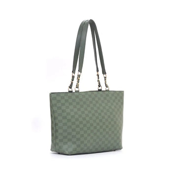 Chess Tote Bag for Women | Checkered Canvas Handbag | Quill Green original product photo