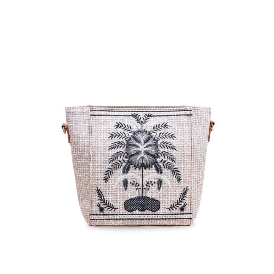 Crafted Canvas Tree Bag for Women | Embroidered Tote | Quill White original product photo