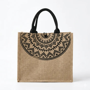 Khaki Canvas Tote Bag for Women | Printed Handbag | Quill Pakistan
