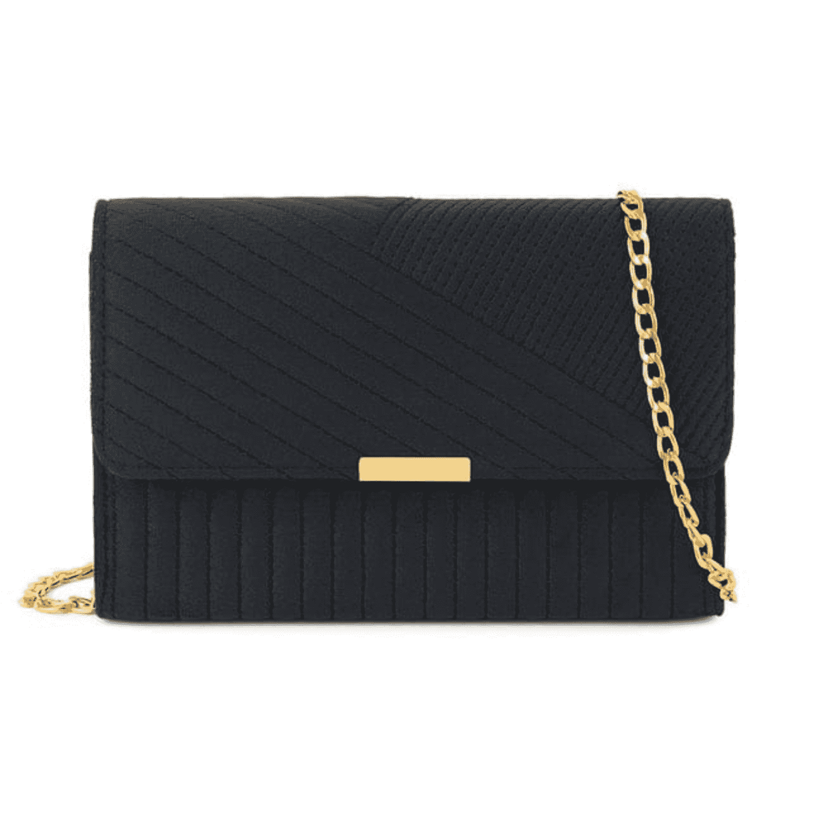 Line Embroidery Crossbody Bag for Women | Velvet Handbag | Quill Black original product photo
