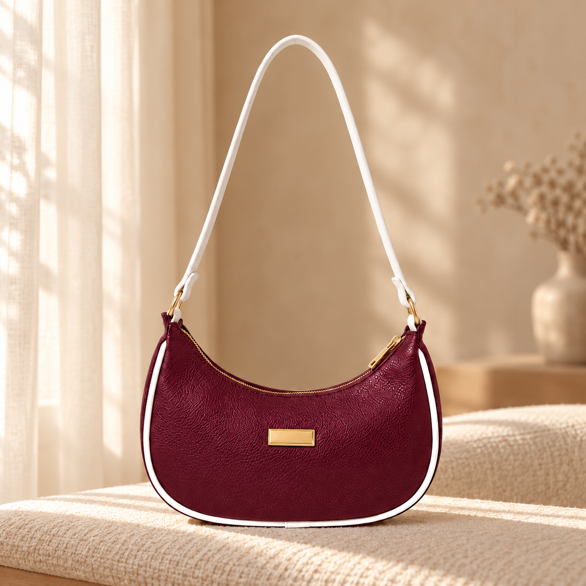 Moon Curve Maroon cozy cream setting