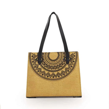 Necklace Blossom Golden Embroidery Canvas Bag for Women | Quill Yellow original product photo