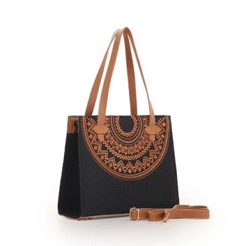 Necklace Blossom Golden Embroidery Canvas Bag for Women | Quill