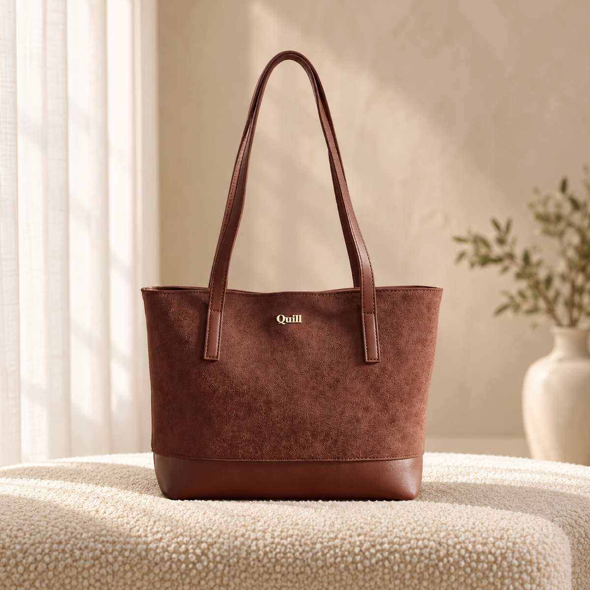 Nova 2 Piece Tote Bag Set for Women | Premium Handbag | Quill in cozy cream setting