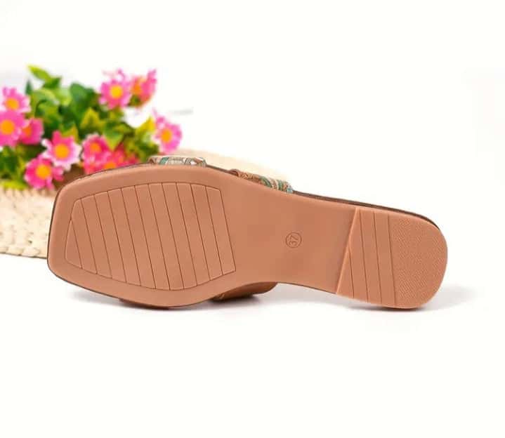 Paisley Pattern Flat Slides - Quill