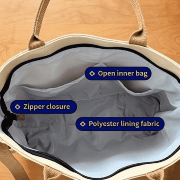 Canvas Shoulder Bag , Polyester lining - Quill