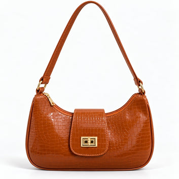 Amber Croc Shoulder Bag