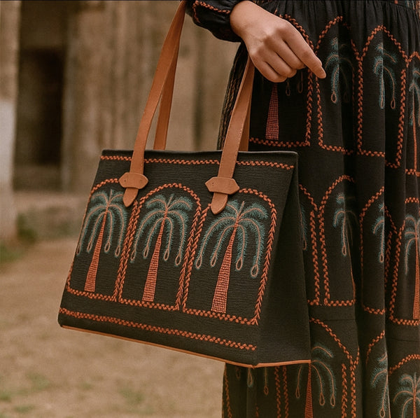 Canvas Multi Tree Embroidery Bag