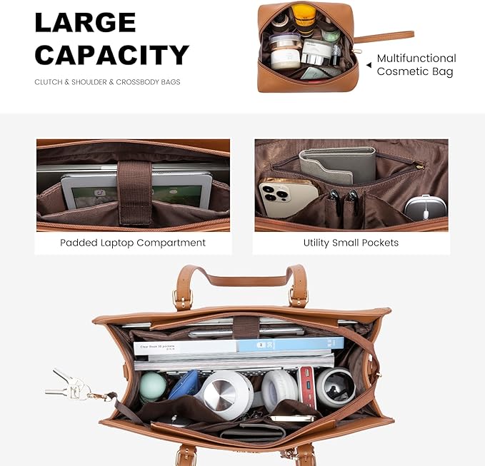 Gold Accent 2 pcs Tote Bag - Fits Two Laptops and more