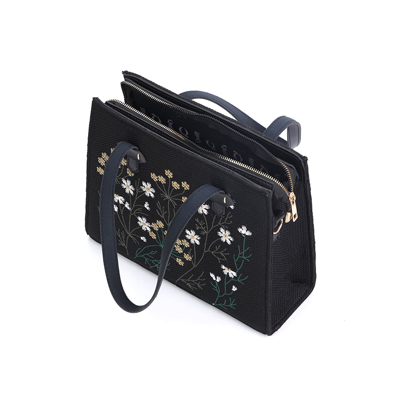 Whispering Leaves Embroidered Canvas Tote Bag for Women