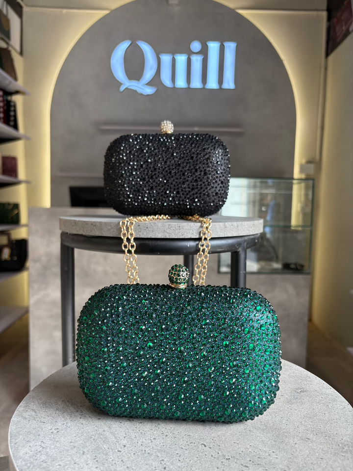 Emerald Water Diamond Clutch - Quill