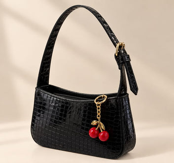 Sleek Croc Shoulder Bag with Chery Key chain