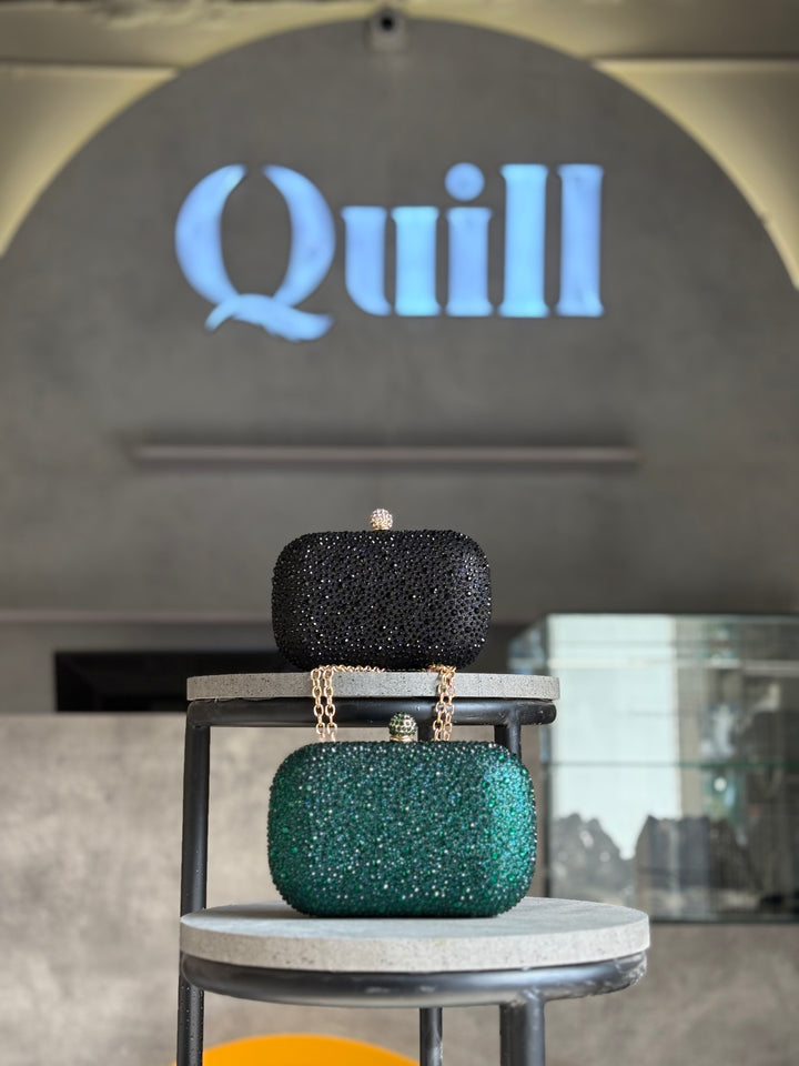 Emerald Water Diamond Clutch - Quill