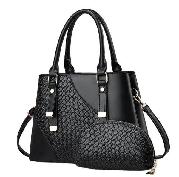 Black Cherry 2 piece Faux Leather Tote