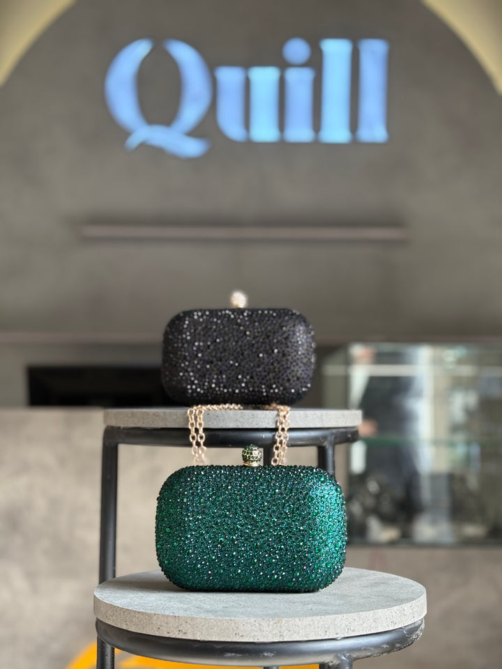 Emerald Water Diamond Clutch - Quill