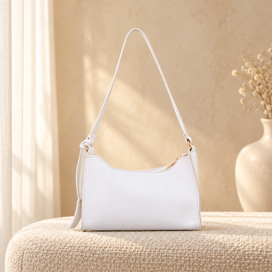 Liza Hand Bag for Women | Structured Everyday Handbag | Quill — White in cozy cream setting