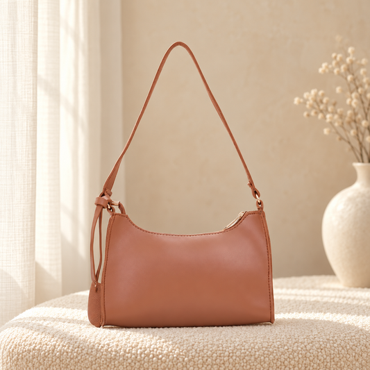 Liza Hand Bag for Women | Structured Everyday Handbag | Quill Brown in a cozy cream setting