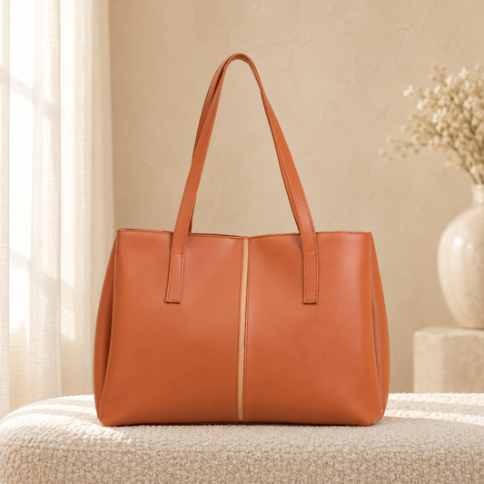 Classic Large Liza Tote Bag for Women | Structured Handbag | Quill – Tan, cozy catalog image