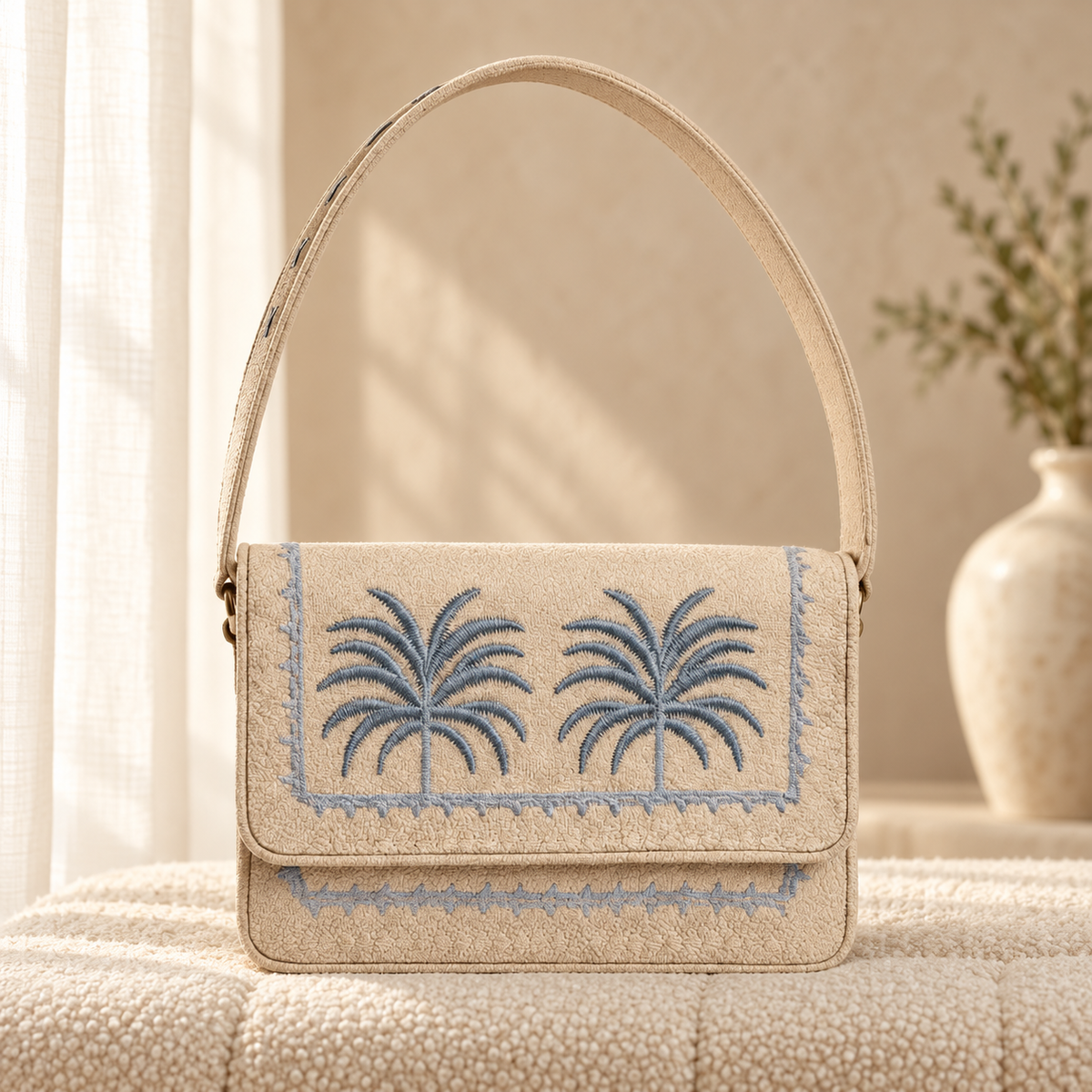 Palm Groove Shoulder Bag for Women | Everyday Handbag Pakistan | Quill – Blue, cozy catalog image