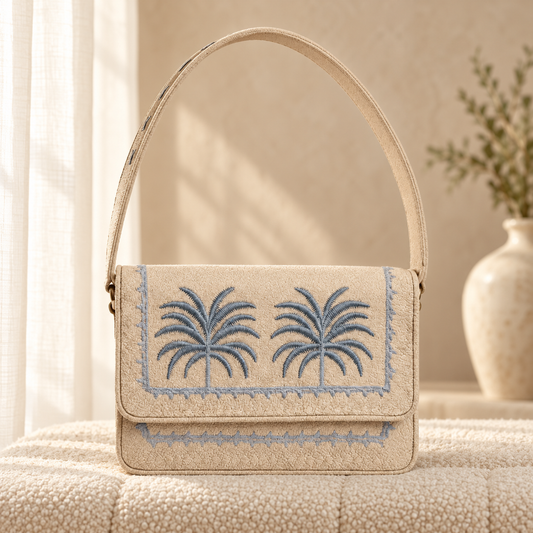 Palm Groove Shoulder Bag for Women | Everyday Handbag Pakistan | Quill – Blue, cozy catalog image