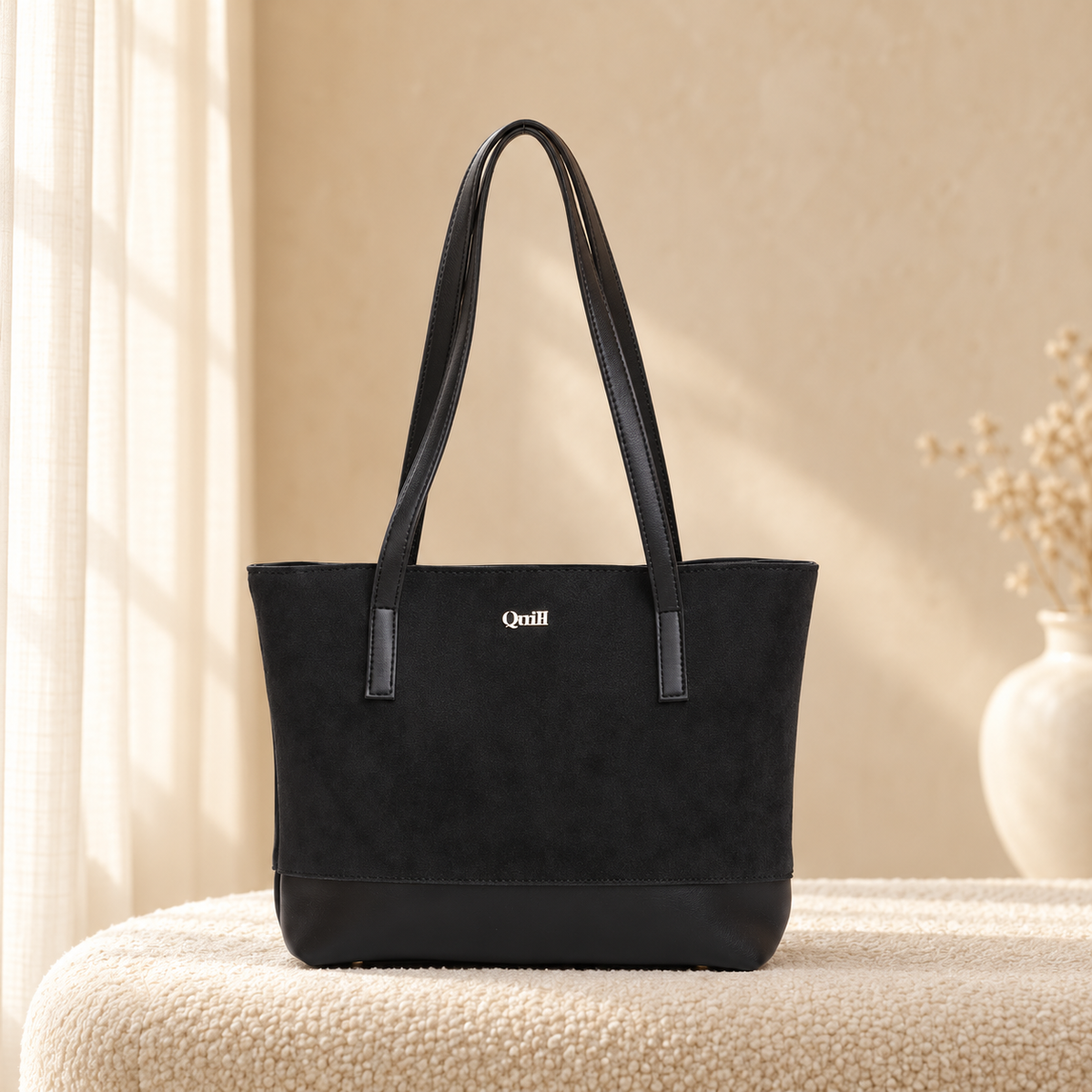 Nova 2 Piece Tote Bag Set for Women | Premium Handbag | Quill – Black, cozy catalog image