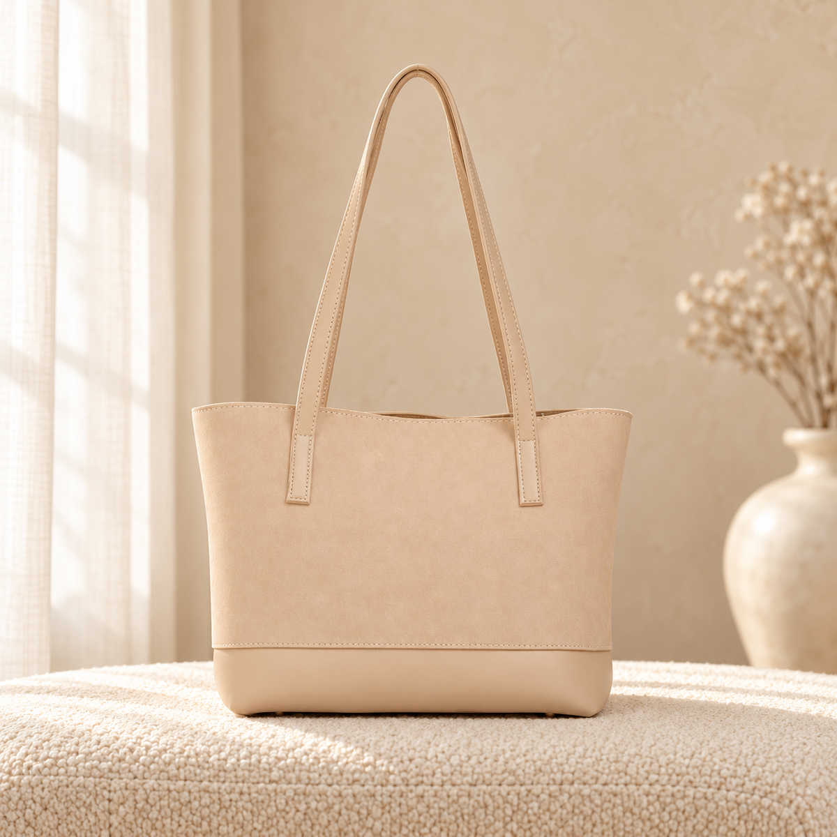 Nova 2 Piece Tote Bag Set for Women | Premium Handbag | Quill – Beige, cozy catalog image