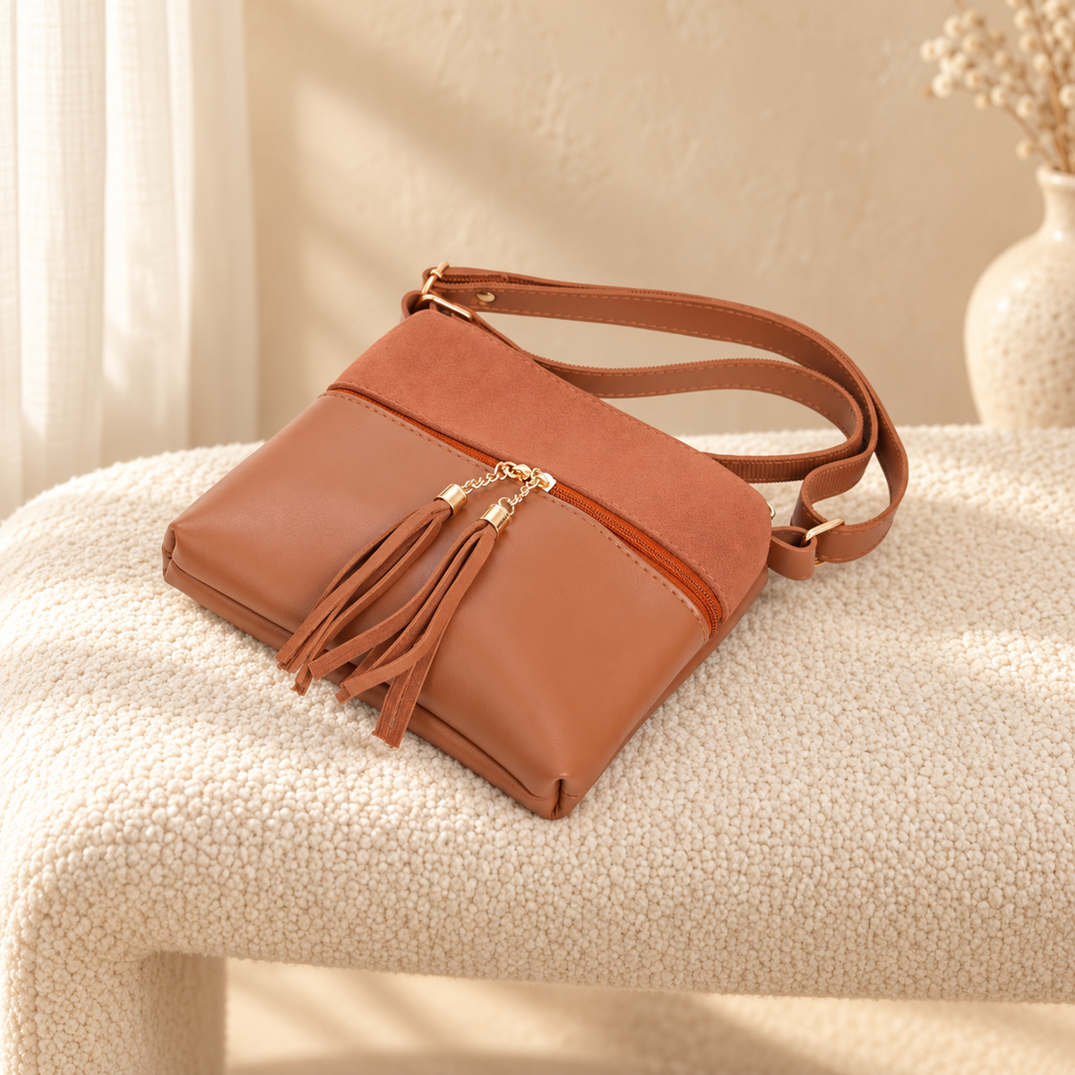 Nova Crossbody Bag for Women | Compact Handbag Pakistan | Quill – Brown, cozy catalog image