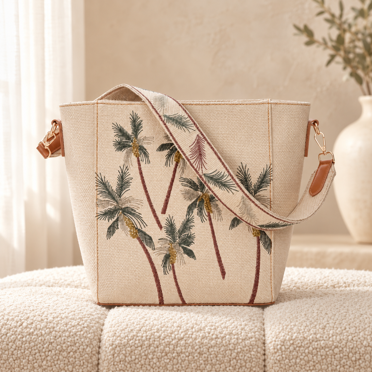 Coastal Cove Canvas Tote Bag for Women | Quill Pakistan Beige in a cozy cream setting