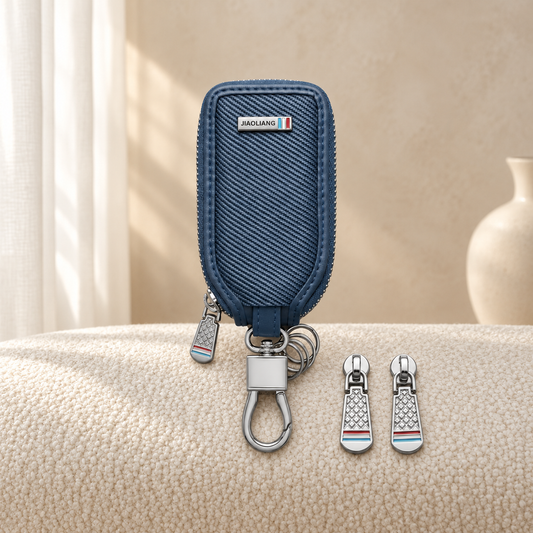 Quill Zippered Leather Car Key Case with Keyring – Blue, cozy catalog image