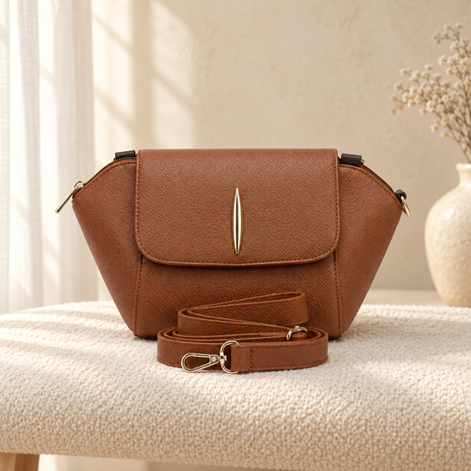 Tan original product in cozy cream setting