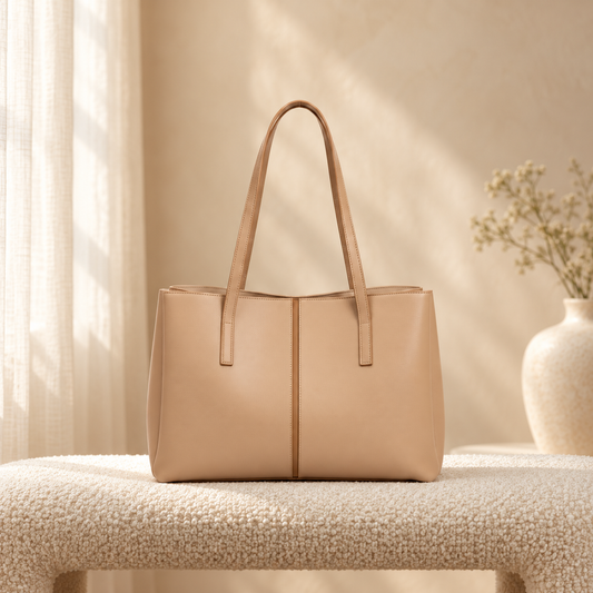 Classic Large Liza Tote Bag for Women | Structured Handbag | Quill – Beige, cozy catalog image