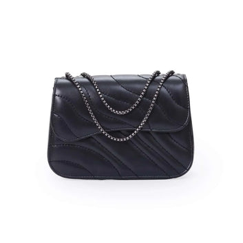 Wave Quilting Chain Strap Handbag for Women | Quill Pakistan Black original product photo