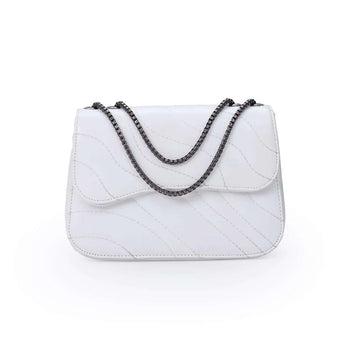 Wave Quilting Chain Strap Handbag for Women | Quill Pakistan White original product photo