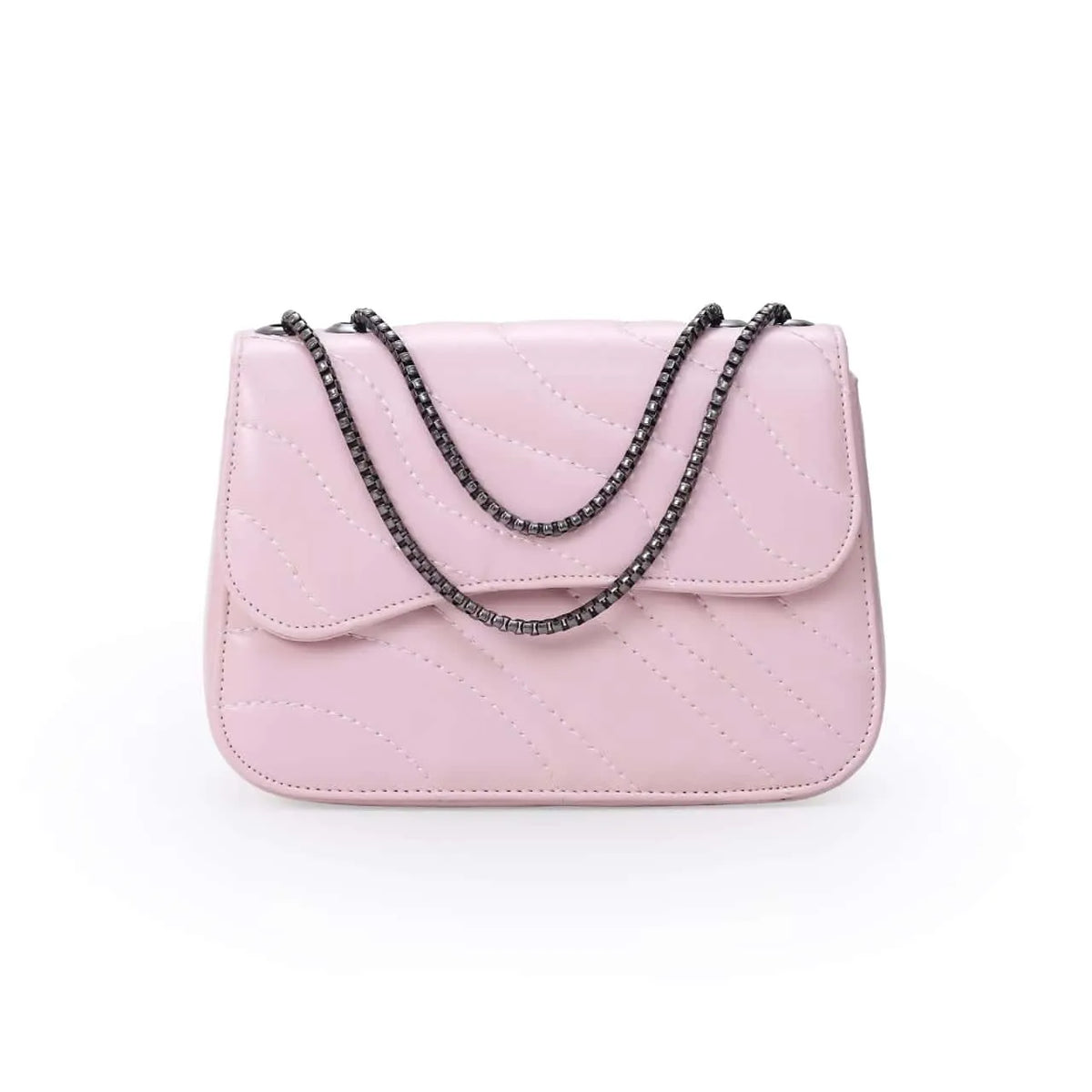 Wave Quilting Chain Strap Handbag for Women | Quill Pakistan Pink original product photo